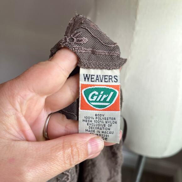 Y2K Weavers Brown Camisole Tank Top with Lace Sequin Detail Size L - Picture 10 of 10